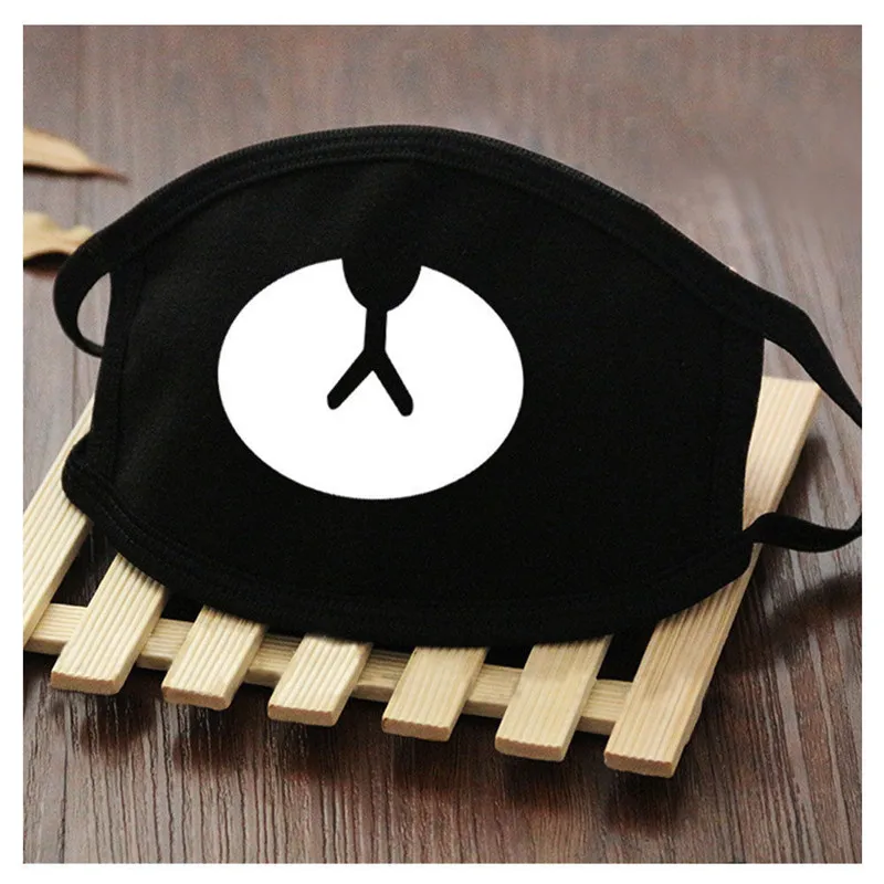 Хлопок маска для лица унисекс корейский стиль Kpop Черный Медведь Велоспорт Анти-пыль хлопковая маска для губ защитный чехол для лица 1 шт