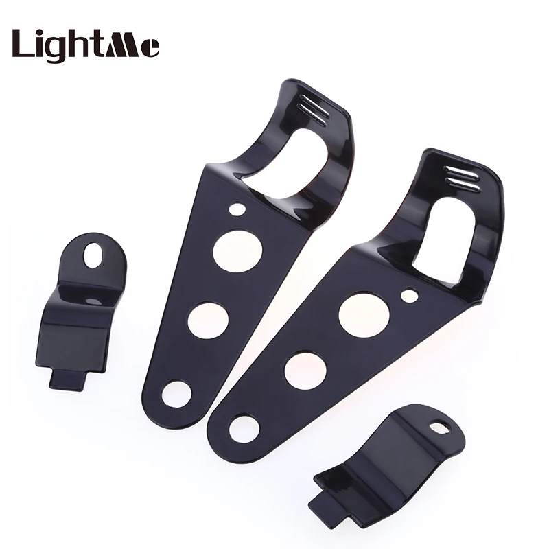 

Paired Universal 31 - 37MM Motorcycle Headlight Mount Bracket Steel Motorbike Fork Ears for Bobber Cafe Racer Black/Silver
