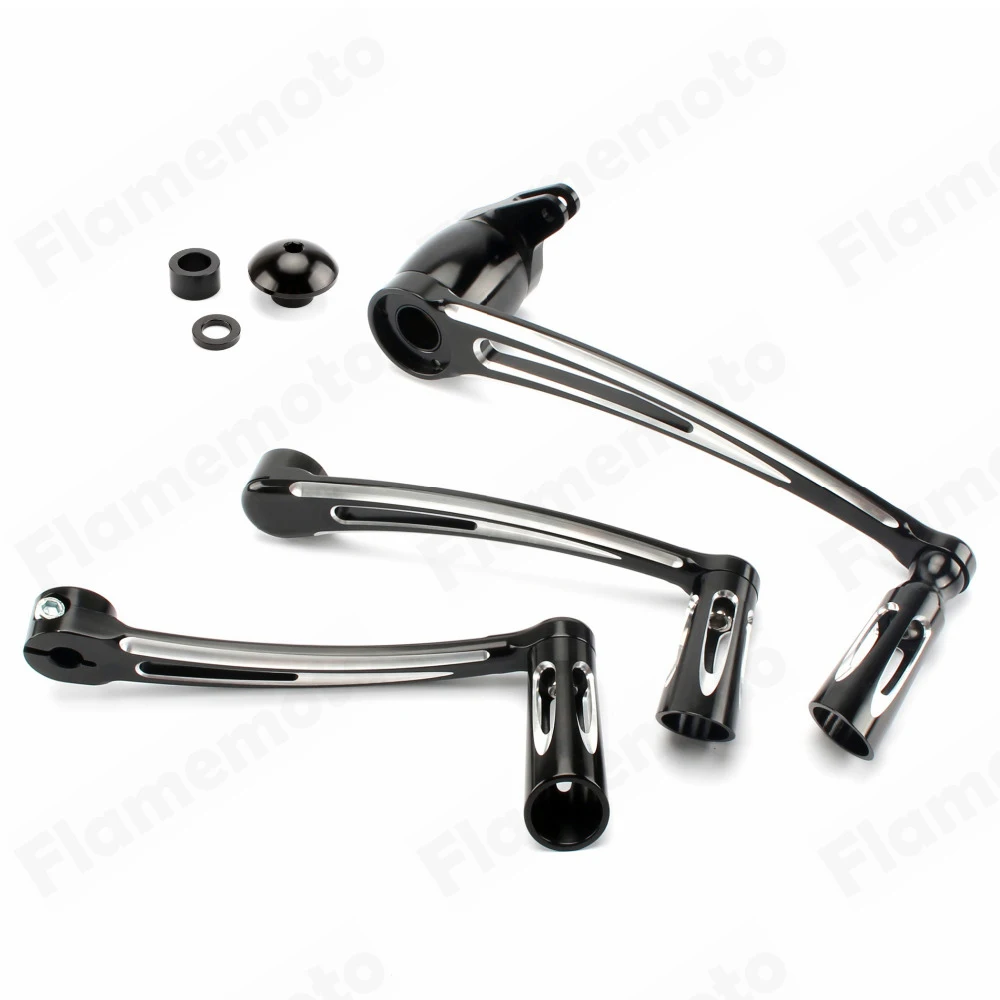 Black Motorcycle Shifter Lever CNC Cut Brake Arm Pedal Shift Lever W/ Shifter Pegs For Harley