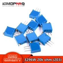 1lot=10Pcs 3296W-203 3296W 20K ohm Multiturn Trimmer Potentiometer top control Adjustable Resistance 3296W 203 3296W-1-203LF
