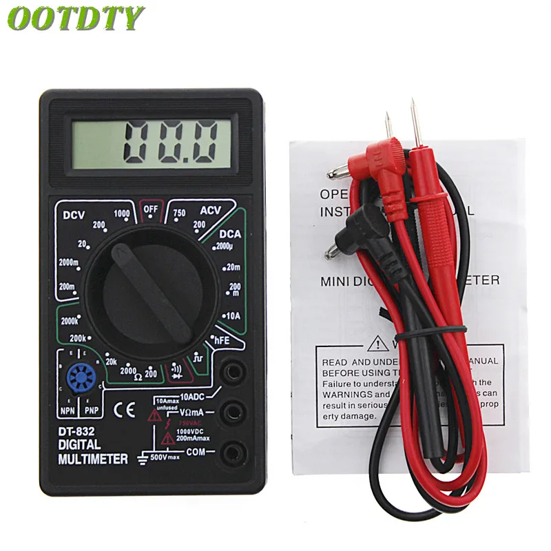Профессиональный цифровой мультиметр OOTDTY DT832 мини-амперметр с ЖК-дисплеем
