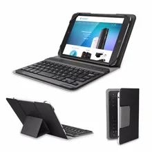 TeckNet Wireless Removable Bluetooth Keyboard with Portable Folio Case Cover for All Models of Tablets Up To 7 inches-black