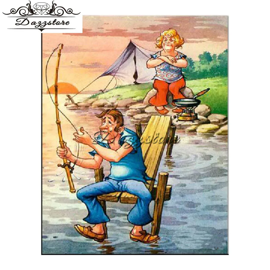 

Diamond Painting diy Diamond Embroidery Husband And Wife Fishing Cross Stitch Handicraft Needlework diamond mosaic home decor