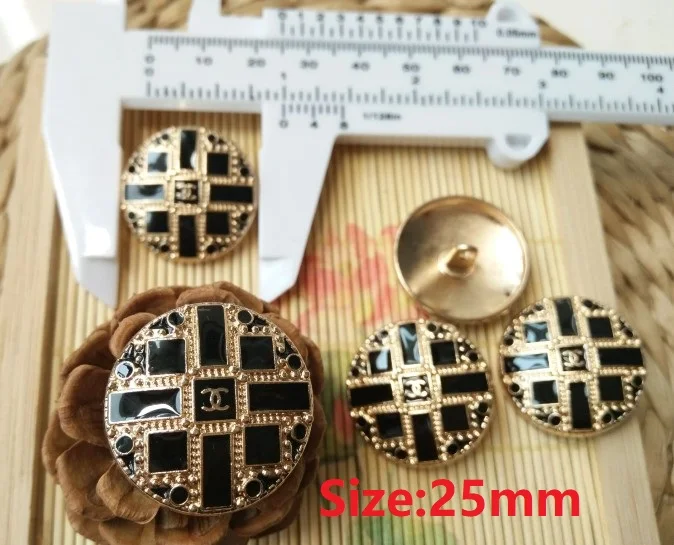 NO2 Size 25mm black 10 шт. Модные продвинутые коричневые металлические стразы аксессуары для куртки пальто свитер рубашка кнопка 38 мм - Цвет: NO2 Size 25mm black