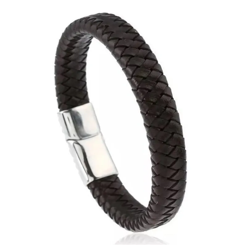

Classic Men Bracelets Jewelry Fashion Leather Bracelet Stainless Steel Magnetic Clasps Leather Wristband Charm Hand Chain ALL