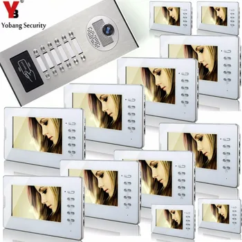 

YobangSecurity Home Video Intercom 7 Inch Video Door Phone Doorbell Door Chime RFID Access Control System For 12 Unit Apartment
