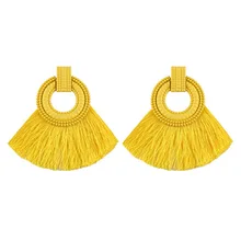 FUNIQUE أزياء النساء شرابة الأقراط 2018 Brincos بوهو بيان هامش الخواتم دائرة خمر جولة القرط مجوهرات(China)