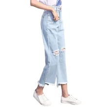 Новые джинсовые хлопчатобумажные джинсы для женщин Harajuku винтажные свободные джинсовые, длиной до колена широкие джинсы женские#812