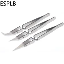Anti-Static Reverse Ceramic Tweezers Stainless Steel Electronic Cigarette Heat Resistant Conductive Curved Straight Tweezers