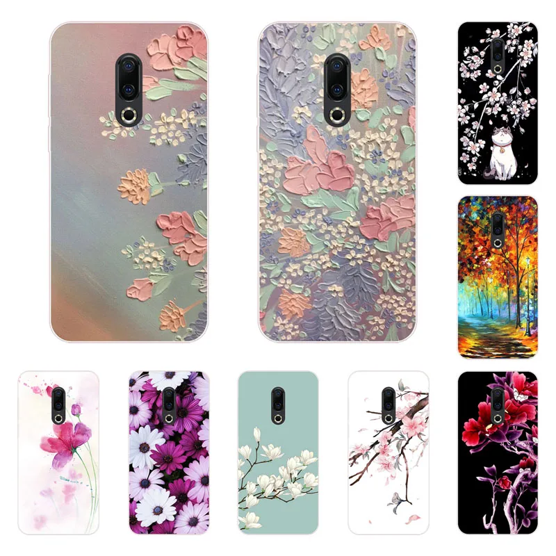 

for meizu 16th plus Case,Silicon Full flower Painting Soft TPU Back Cover for meizu 16 16th protect Phone bags