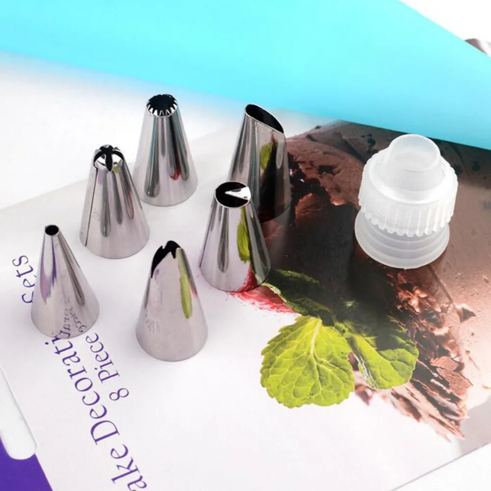 

Silicone Icing Piping Cream Pastry Bag 6 Nozzle Set Cake Decorating Tools DIY