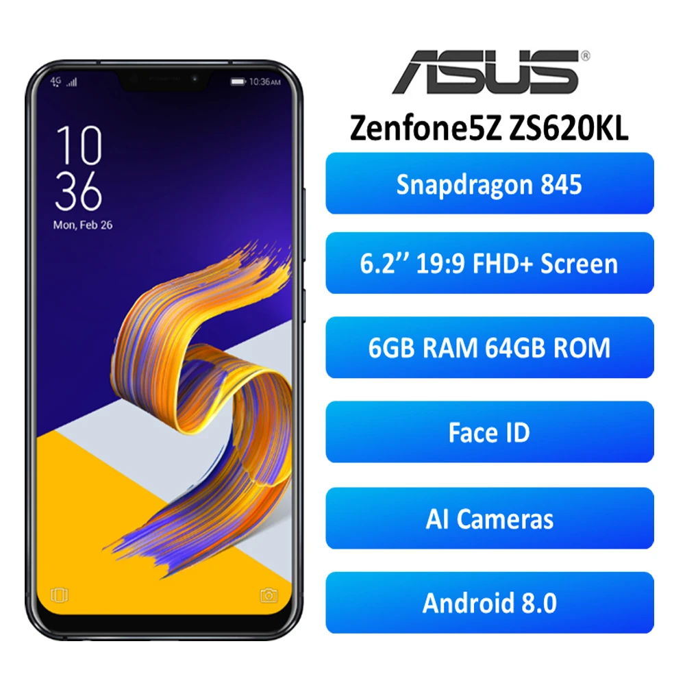 Global Version Asus Zenfone 5z Zs6kl 6 2 Snapdragon 845 6gb 64gb Android8 0 Smartphone Face Id Fast Charge Nfc Ota Update Cellphones Aliexpress