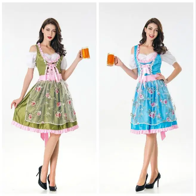 Oktoberfest Girls Dress Suits Women's Beer Festival Dress Suit Short Sleeve A Swing Dress for Oktoberfest