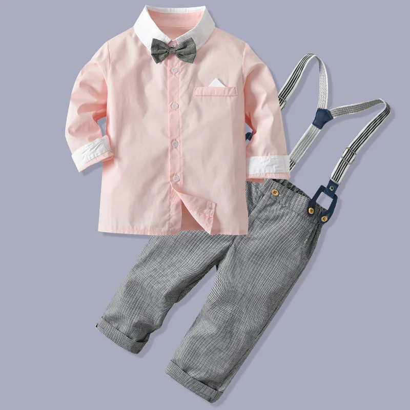 KEAIYOUHUO/осенний комплект одежды для маленьких мальчиков, зимняя детская одежда комплект для мальчиков, Костюм Джентльмена для маленьких мальчиков комплект детской одежды с длинными рукавами - Цвет: Brown