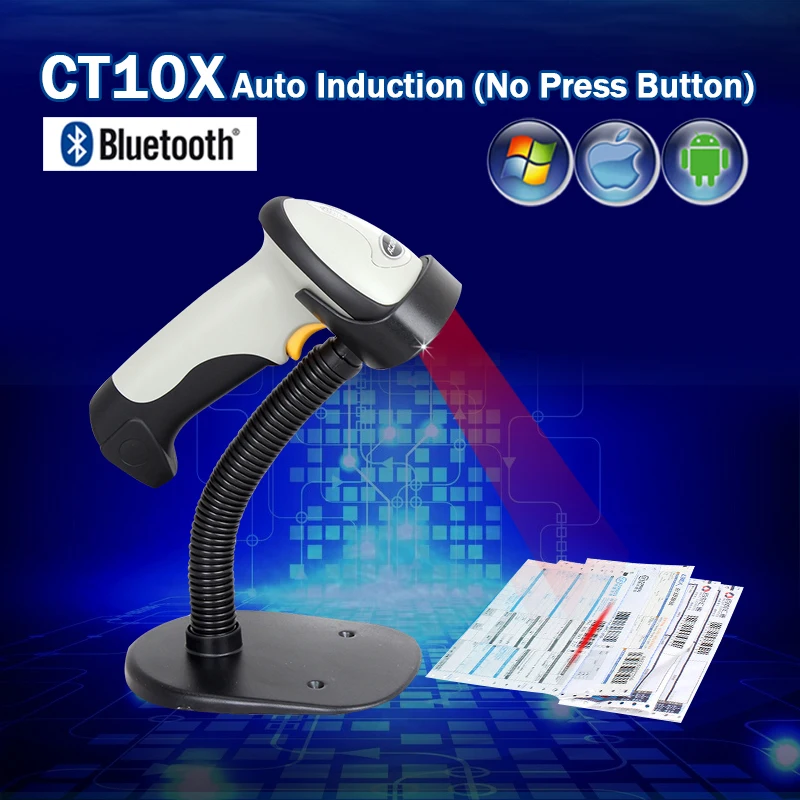 

Bracket Holder+CT10X Wired & Wireless 1D Barcode Scanner USB Laser 1D Code Reader Android IOS Windows Barcode Scanner