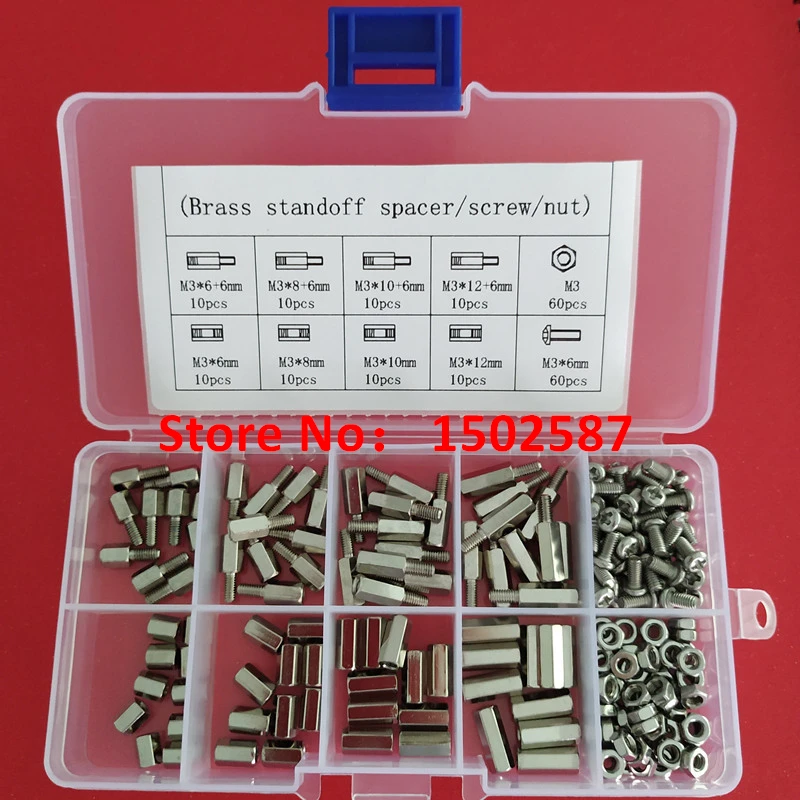 

200pcs M3 PCB Hex Male Female Threaded Brass Spacer Standoffs/ Screws /Hex Nuts Assortment set Kits