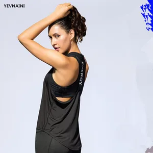 Новинка, дышащий жилет для йоги с открытой спиной, однотонная быстросохнущая майка для бега, спортзала, йоги, женская рубашка для фитнеса, красная майка без рукавов YEVNAINI - изображение