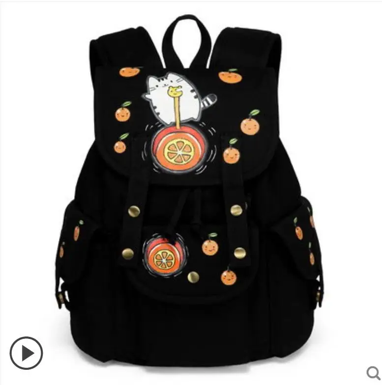 

Canvas backpack fashion cute shoulder bag Mori female backpack student Korean version of the hand-painted backpack