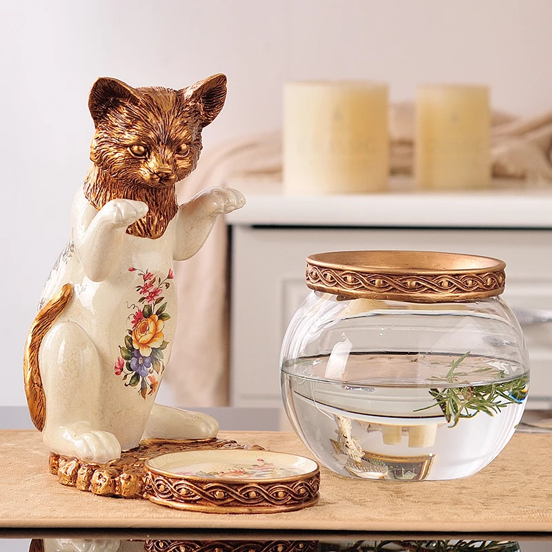  European cute kitten cat fish tank pendant living room study bedroom kid interest adornment wealth  - 32970726638