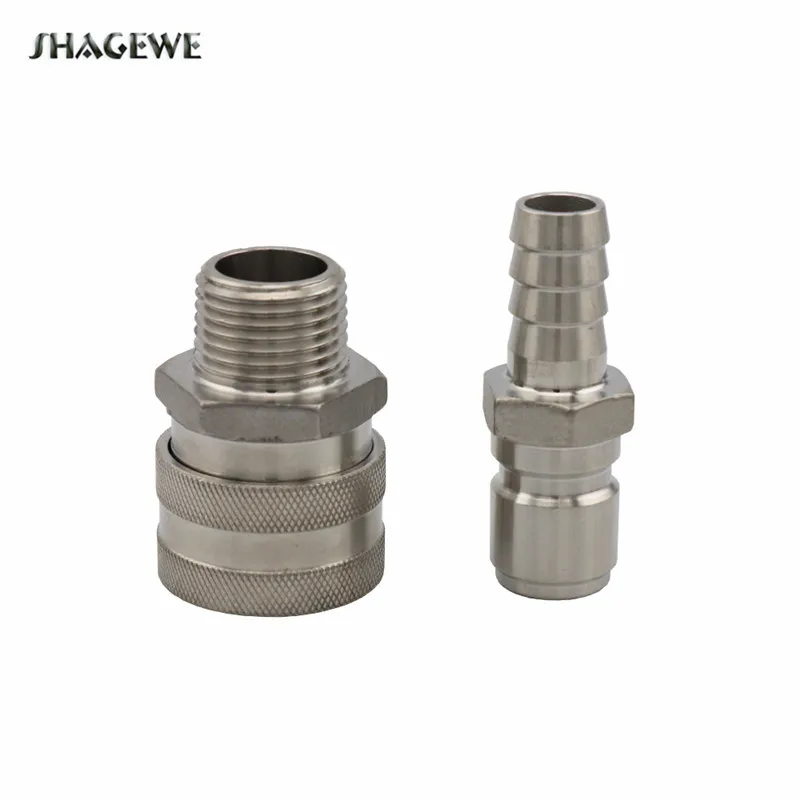 

Stainless 1/2"barb and 1/2"NPT Quick Disconnect Set for Home brew Beer Brewing Kettle Tun Pump Wort Chiller Fitting Connectors