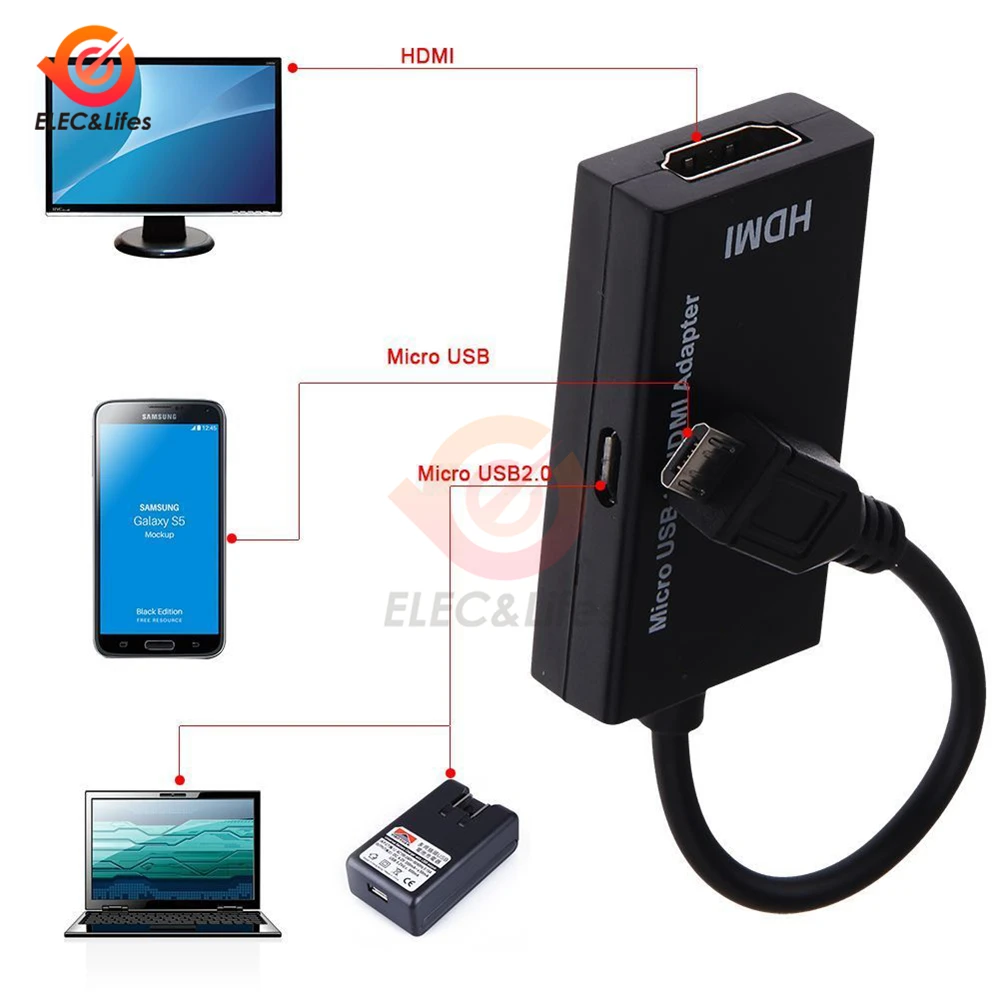 Портативный черный MHL Micro USB к HDMI HD 1080p кабель конвертер адаптер мужской разъем для samsung htc Motorola Android телефонов