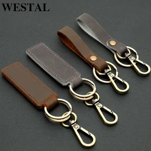 WESTAL, натуральная кожа, для женщин и мужчин, брелок для ключей, ручной работы, держатель для ключей, сумки, дизайнерский креативный подарок, брелок из коровьей кожи