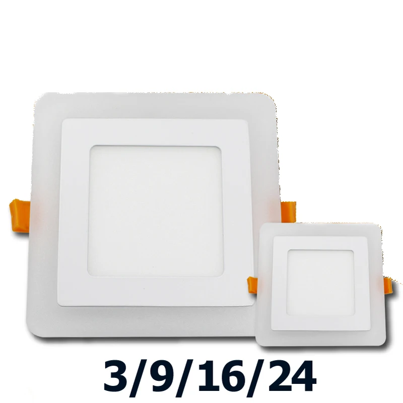 

Thickness 6W/9W/16W/24W LED Square Panel Light Bulbs AC220V Ceiling Lamps Emit White/Warm White + Blue for Home Living Room
