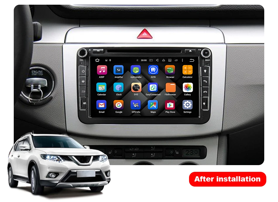 Sale Eunavi 2 din Octa core 4G 64G Android 9 Car DVD GPS for VW Passat CC Polo GOLF 5 6 Touran EOS T5 Sharan Jetta Tiguan Radio dsp 6