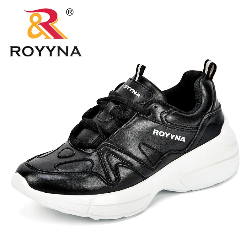 ROYYNA Size35-42 Новинка года Осенняя женская обувь для женщин повседневная обувь дикий платформа каблучки Женские досуг черный и белы - Цвет: Black