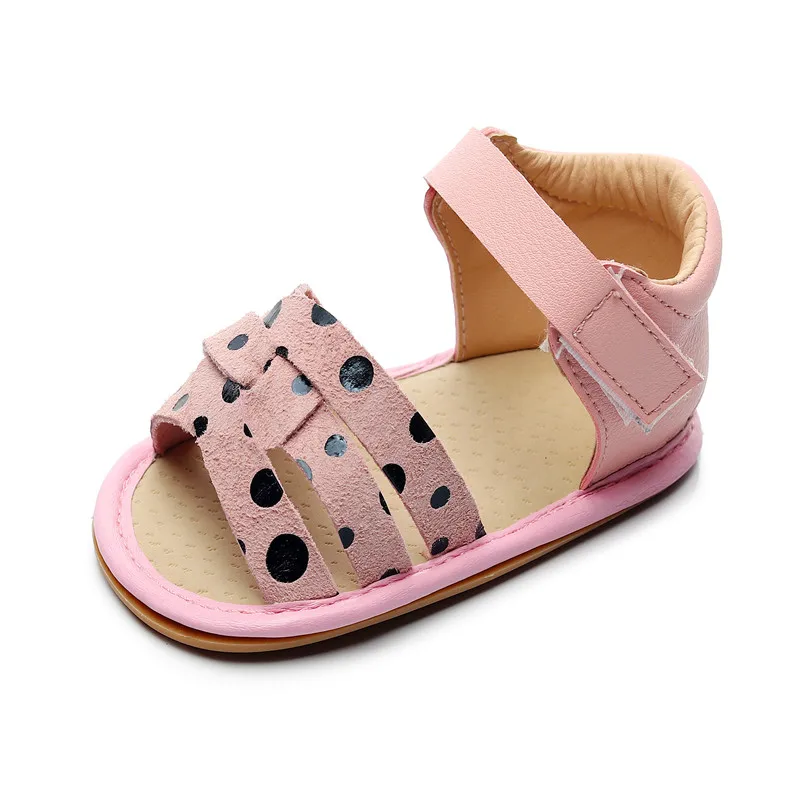 Летний для новорожденных сандалии из кожзаменителя для маленьких мальчиков и девочек нескользящая обувь на твердой подошве для детей от 0 до 24 месяцев - Цвет: pink