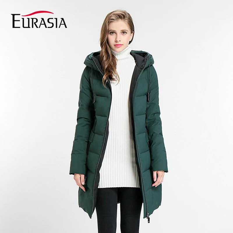 Eurasia New Women Winter Jacket Full Stand Collar Hooded Design Slim Outerwear Coat Warm Parka Lady Clothing Y1700010