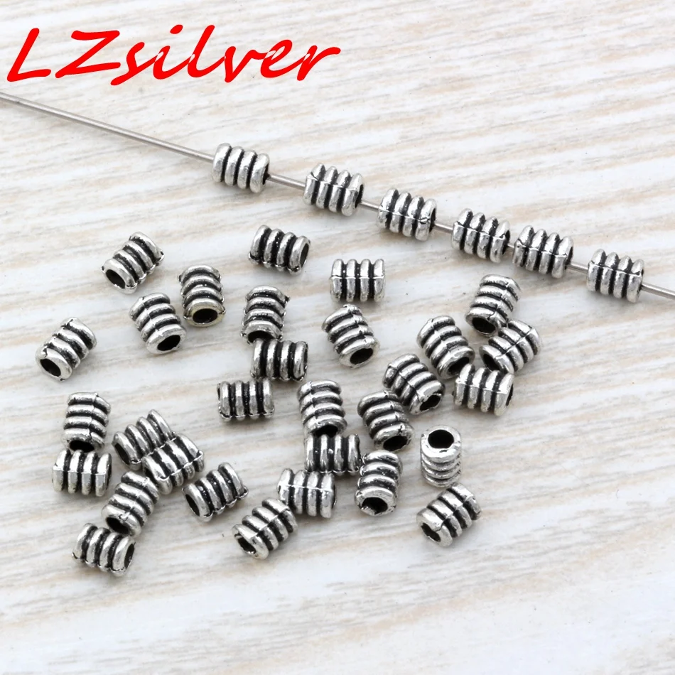 

Hot Sale ! 100pcs Antique Silver Zinc Alloy Spiral tube beads Spacer Bead Findings 3.5x 4.8mm DIY Jewelry D22