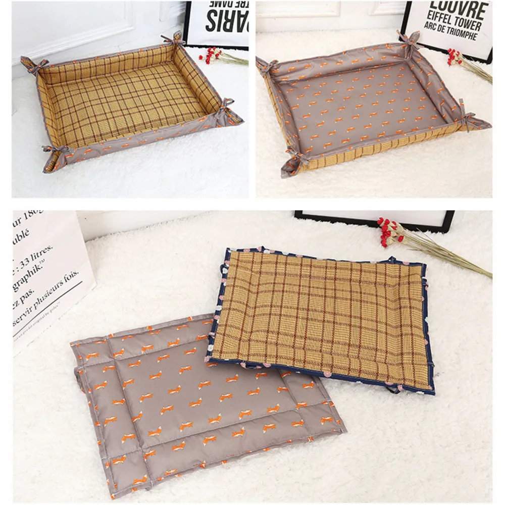 

2018 NEW FASHION Comfortable Cool Summer Round Pet Cat Dog Straw Bamboo Mat Specially Pet Supply 0601