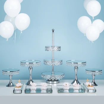 

Gorgeous crystal sliver cupcake stand mirror 2/3 tiers Instagram for wedding party dessert cake table decoration cake tools