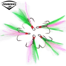 Рыболовные снасти 2#-10# черный рыболовный крючок с зеленый+ розовый перо рыболовные снасти 20 шт./лот рыбалка приманки