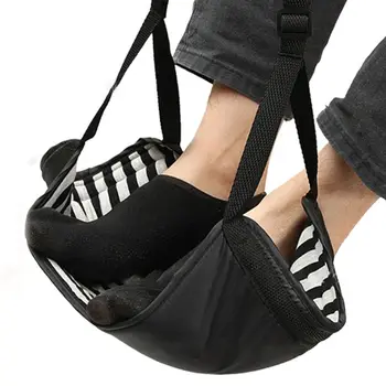 

Black Gray Stripes Feet Hammock Portable Foot Rest Indoor Outdoor Household Office Travel Mini Relax Stand