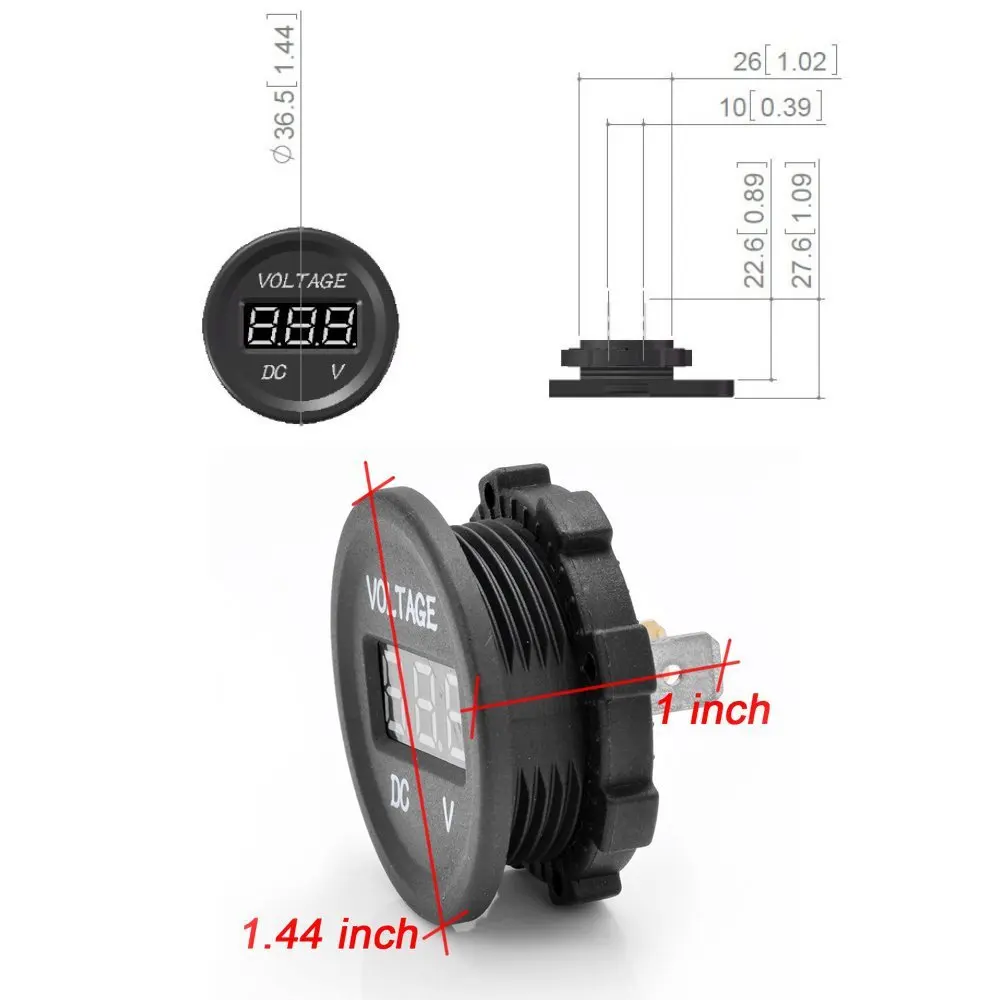 waterproof digital led voltmeter socket connecting wire 12v power car outlet converter waterproof digital led voltmeter