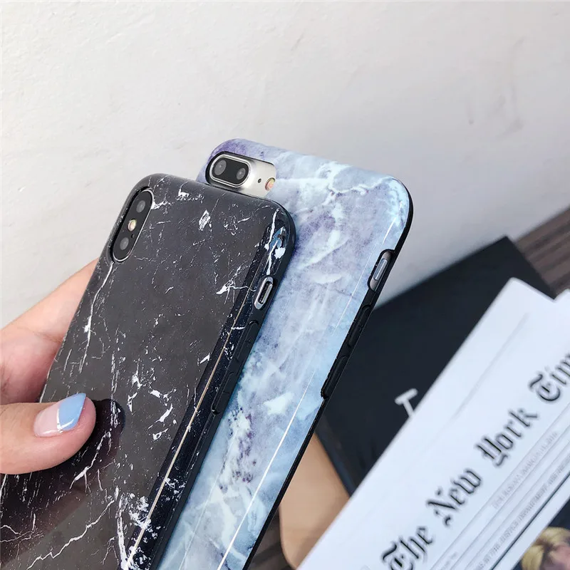 LUDI Vintage Marble Pattern Phone Case for iPhone 7 Cases for iPhone X 6 6s 8 7 Plus Soft Silicon Black Blue Glossy Coque Capas 04