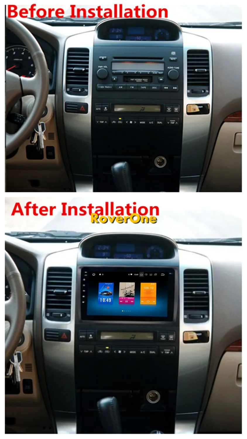 Top For Toyota Prado 120 2004 - 2009 Android 9.0 8