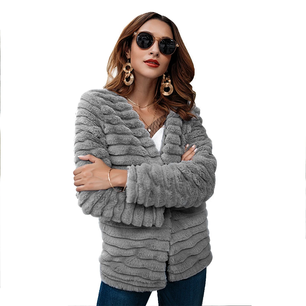 Goedkoop 2018 Hi Straat Faux Bont Oversized Jas Jas Harige Warm Winter Overjas Herfst Wrap op Stijl Toevallige Bovenkleding voor vrouwen