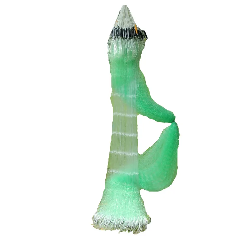 depth 1.2m-1.5m length 80m monofilament nylon net  3layer grid gill net fishing network fishing tool epuisette pour la peche