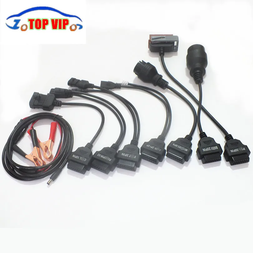 

New arrival A+ quality CAR CABLE OBD OBD2 full set 8 car cables diagnostic Tool Interface cable TCS pro plus multidiag pro MVD