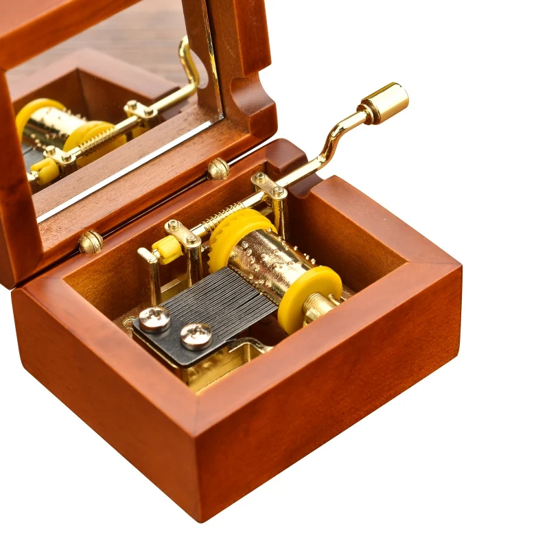 Новая деревянная Ювелирная Музыкальная шкатулка с зеркалом 18 Note Wind up Metal