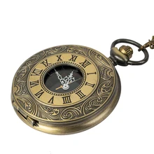 Steampunk Bronze Copper Mechanical Pocket Watch Skeleton Chain Roman Numbers Vintage Pendant Watches with Chain Gifts top sales silver steampunk skeleton automatic mechanical pocket watch with chain erkek kol saati watches men unisex gifts clock
