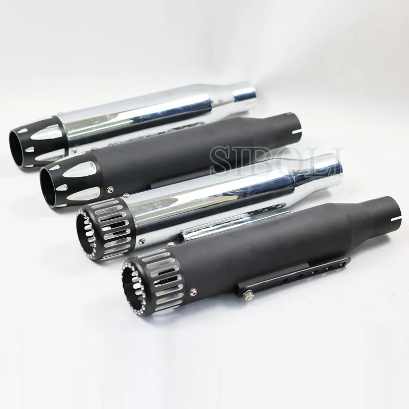 

51mm Motorcycle Vintage Classic Modified Exhaust Muffler Stainless Steel Bright Pipe Black Color For Harley Davidson
