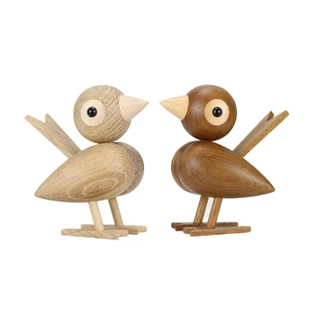 

Nordic Original Deisgns Solid Oak Wooden Sparrow Puppet Nature Teak Wood Bird Ornament Home Decor Tabletop Decoration Figurines