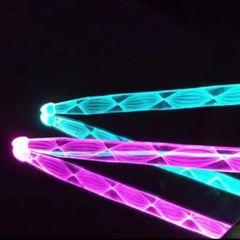 Bastões de Tambor Profissional Desempenho Adereços Cores Mudança Automática Baquetas Luminosas 7a Instrumentos Musicais Tambor Varas Música 5a 12