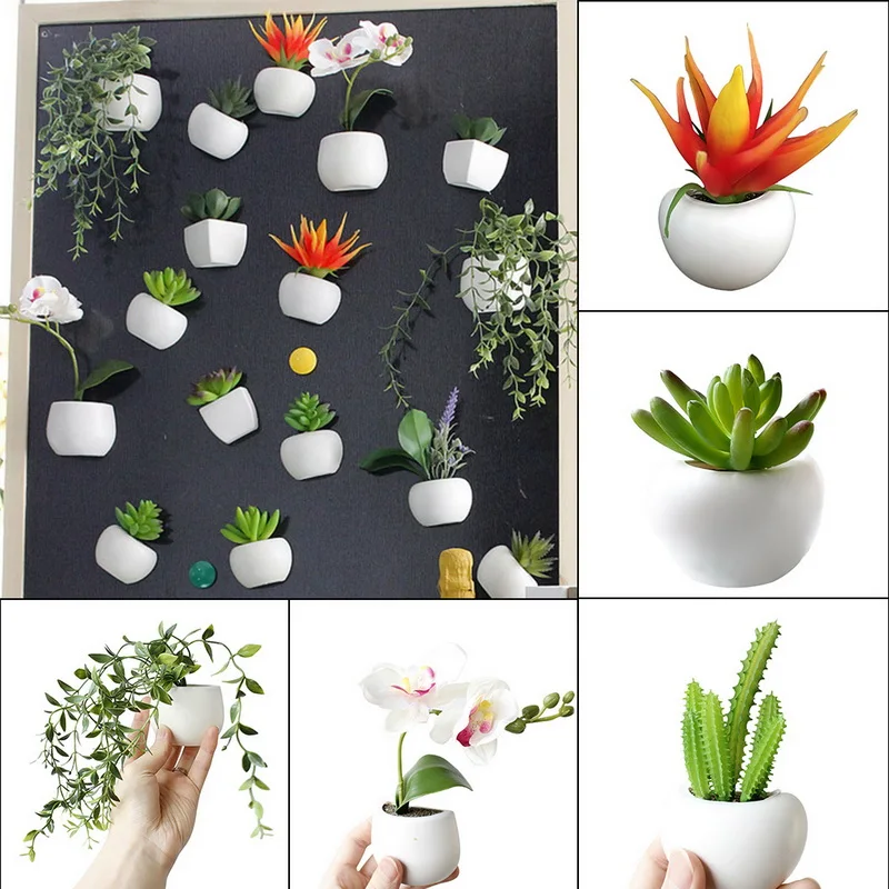 3d Fridge Sticker Magnetic Succulent Plant Fridge Magnet Sticker Bouquet Flower Fridge Potted Plant Sticker For Home Wall Decor