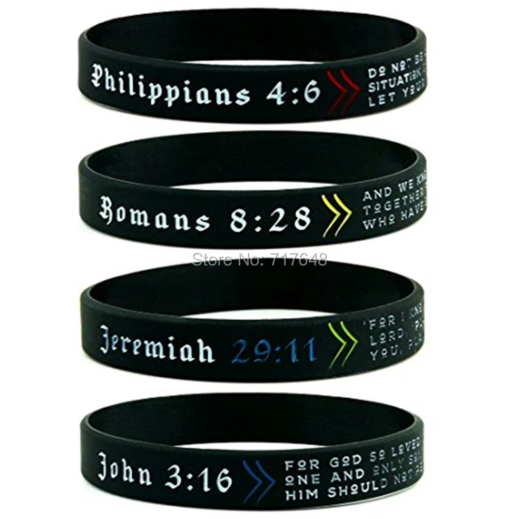 300pcs Christian Bible Verse Religous wristband silicone bracelets free