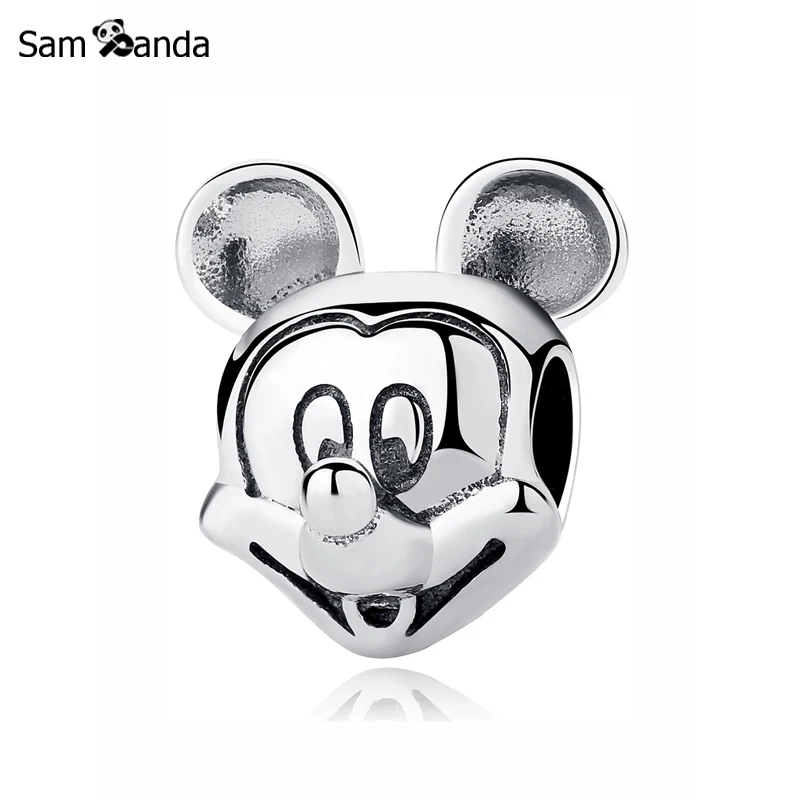 

Original 100% 925 Sterling Silver Charm Bead Cartoon Mouse Portrait Charms Cute Bow Fit Pandora Bracelets Women DIY Jewelry